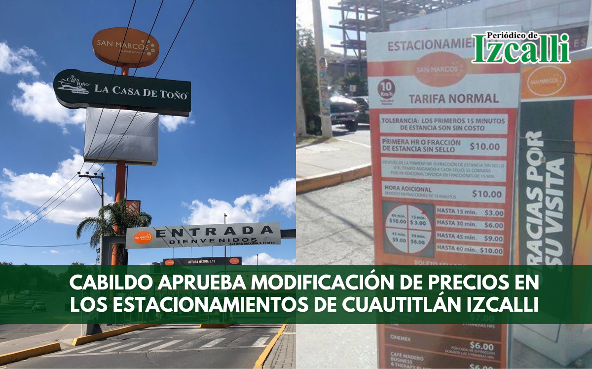 Cabildo aprueba modificación de precios en los estacionamientos de Cuautitlán Izcalli